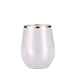12 pcs 14 oz Gold Rim Stemless Plastic Wine Glasses - Disposable Tableware DSP_CUWN003_12_GOLD