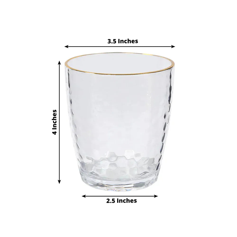12 pcs 14oz Plastic Shatterproof Tumblers with Gold Rim - Clear DSP_CUCT012_14_CLGD