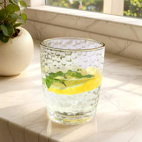 12 pcs 14oz Plastic Shatterproof Tumblers with Gold Rim - Clear DSP_CUCT012_14_CLGD