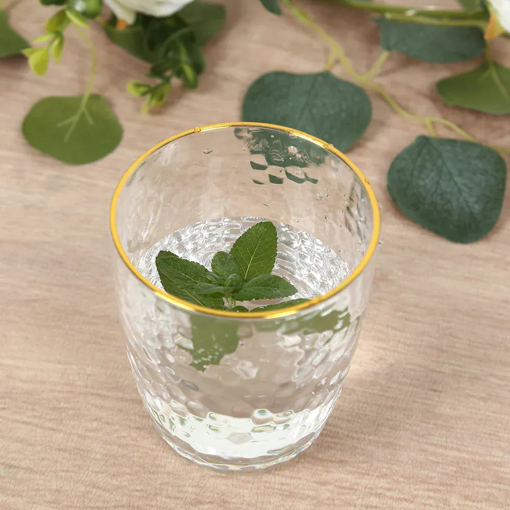 12 pcs 14oz Plastic Shatterproof Tumblers with Gold Rim - Clear DSP_CUCT012_14_CLGD