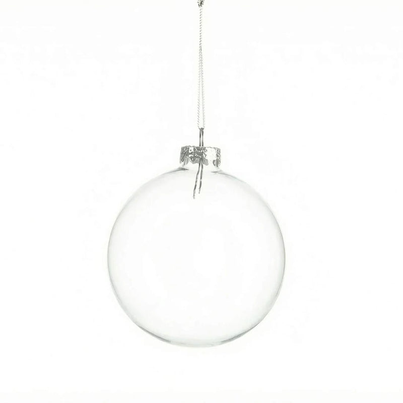 12 pcs 2" wide Glass Hanging Ornament Balls with Removable Silver Caps - Clear GLAS_HANG_BALL_2_CLR