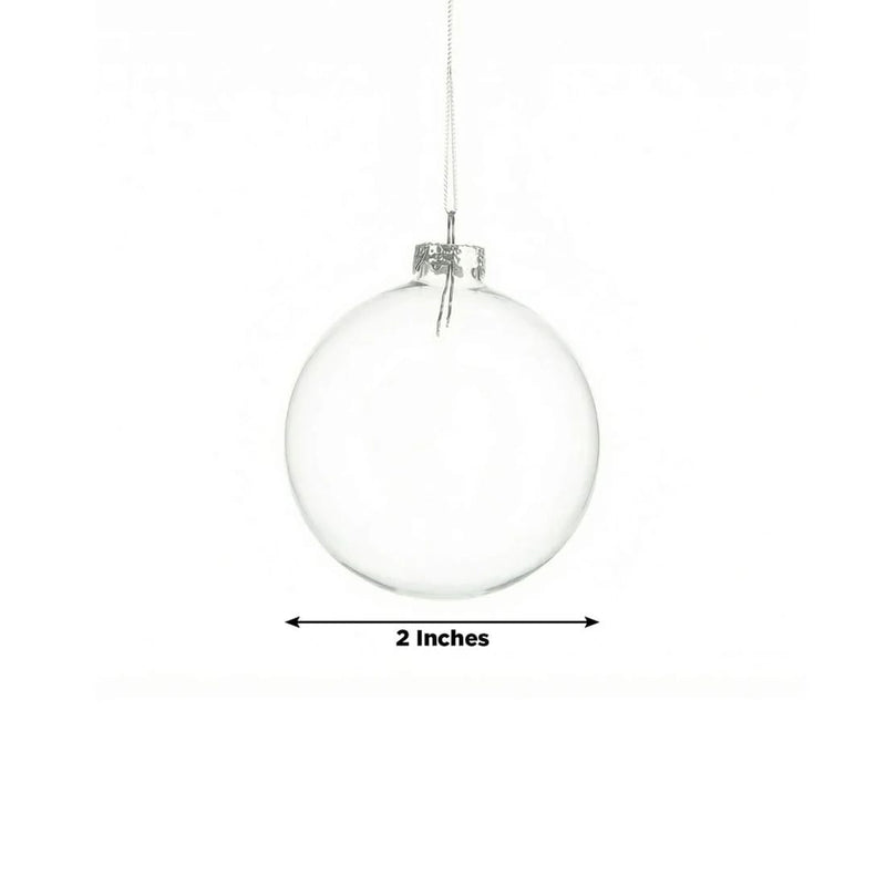 12 pcs 2" wide Glass Hanging Ornament Balls with Removable Silver Caps - Clear GLAS_HANG_BALL_2_CLR