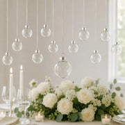12 pcs 2" wide Glass Hanging Ornament Balls with Removable Silver Caps - Clear GLAS_HANG_BALL_2_CLR