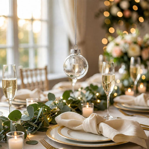 12 pcs 2" wide Glass Hanging Ornament Balls with Removable Silver Caps - Clear GLAS_HANG_BALL_2_CLR