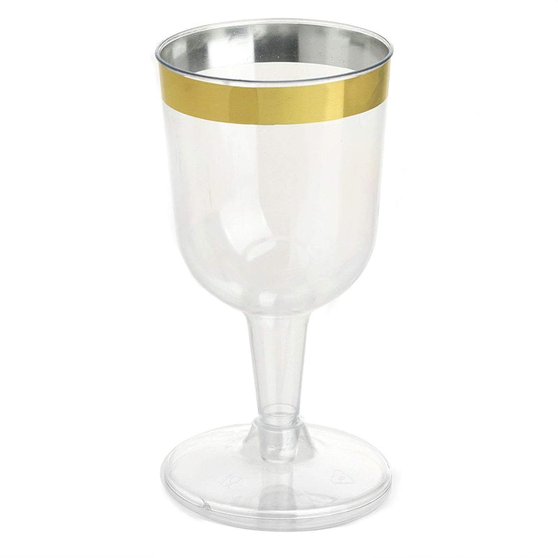 12 pcs 5 oz Plastic Champagne Flutes Disposable Glasses PLST_CU0065_GOLD