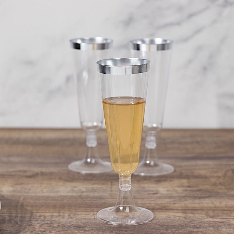 12 pcs 5 oz Rim Plastic Champagne Disposable Glasses