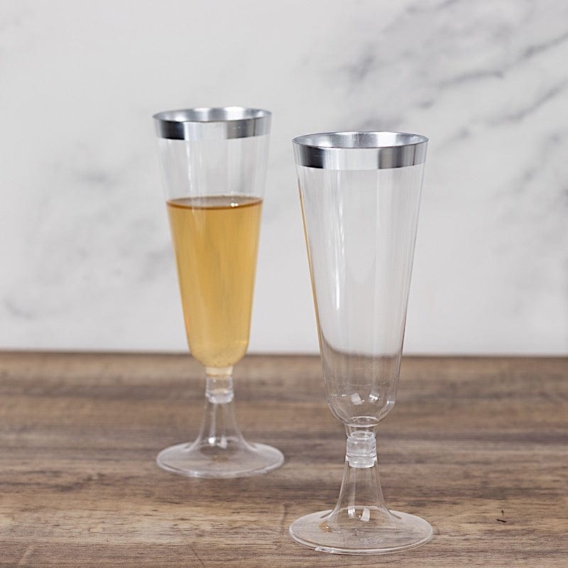 12 pcs 5 oz Rim Plastic Champagne Disposable Glasses