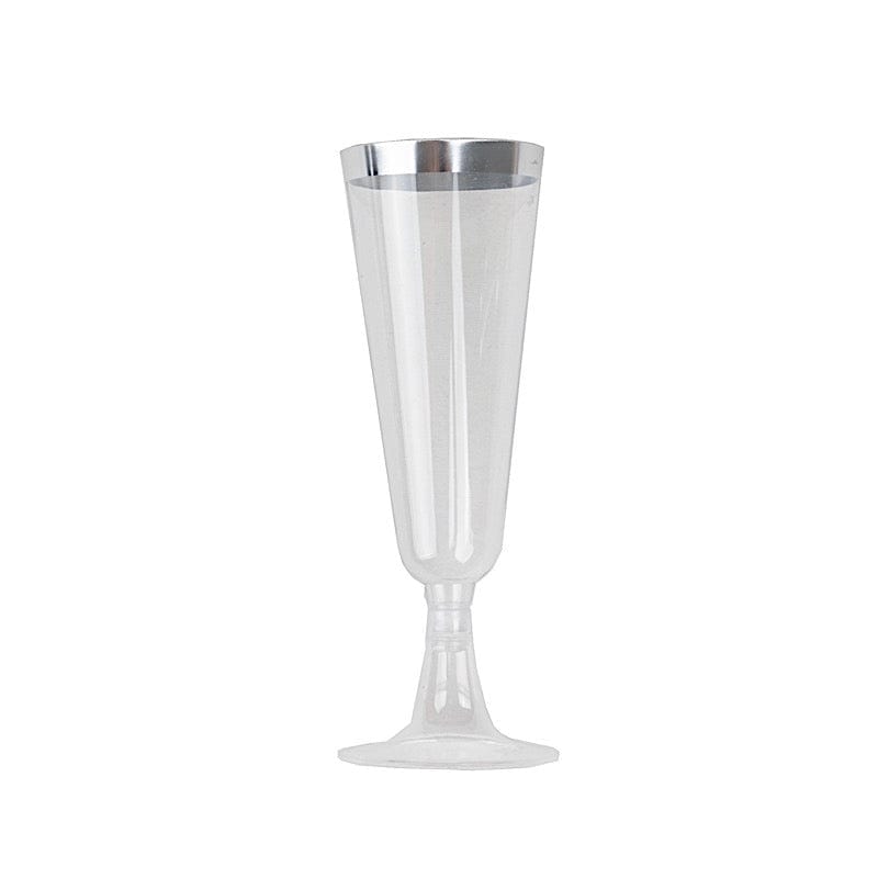 12 pcs 5 oz Rim Plastic Champagne Disposable Glasses PLST_CU0071_SILV