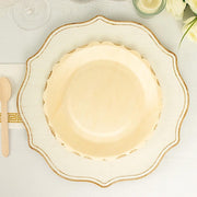 12 pcs 9" Natural Birch Wooden Scalloped Rim Dinner Plates - Disposable Tableware BIRC_P009_9