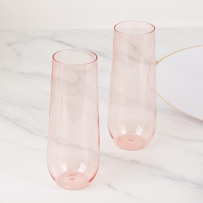 12 pcs 9 oz Stemless Plastic Champagne Flutes - Disposable Glasses