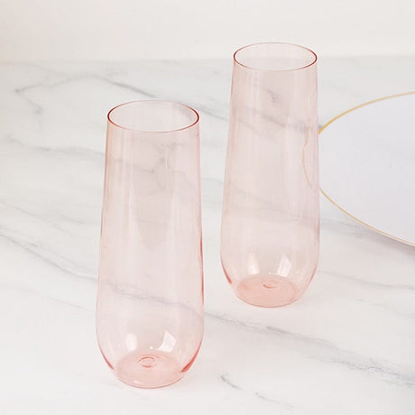 12 pcs 9 oz Stemless Plastic Champagne Flutes - Disposable Glasses