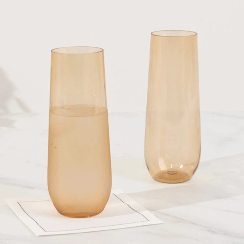 12 pcs 9 oz Stemless Plastic Champagne Flutes - Disposable Glasses