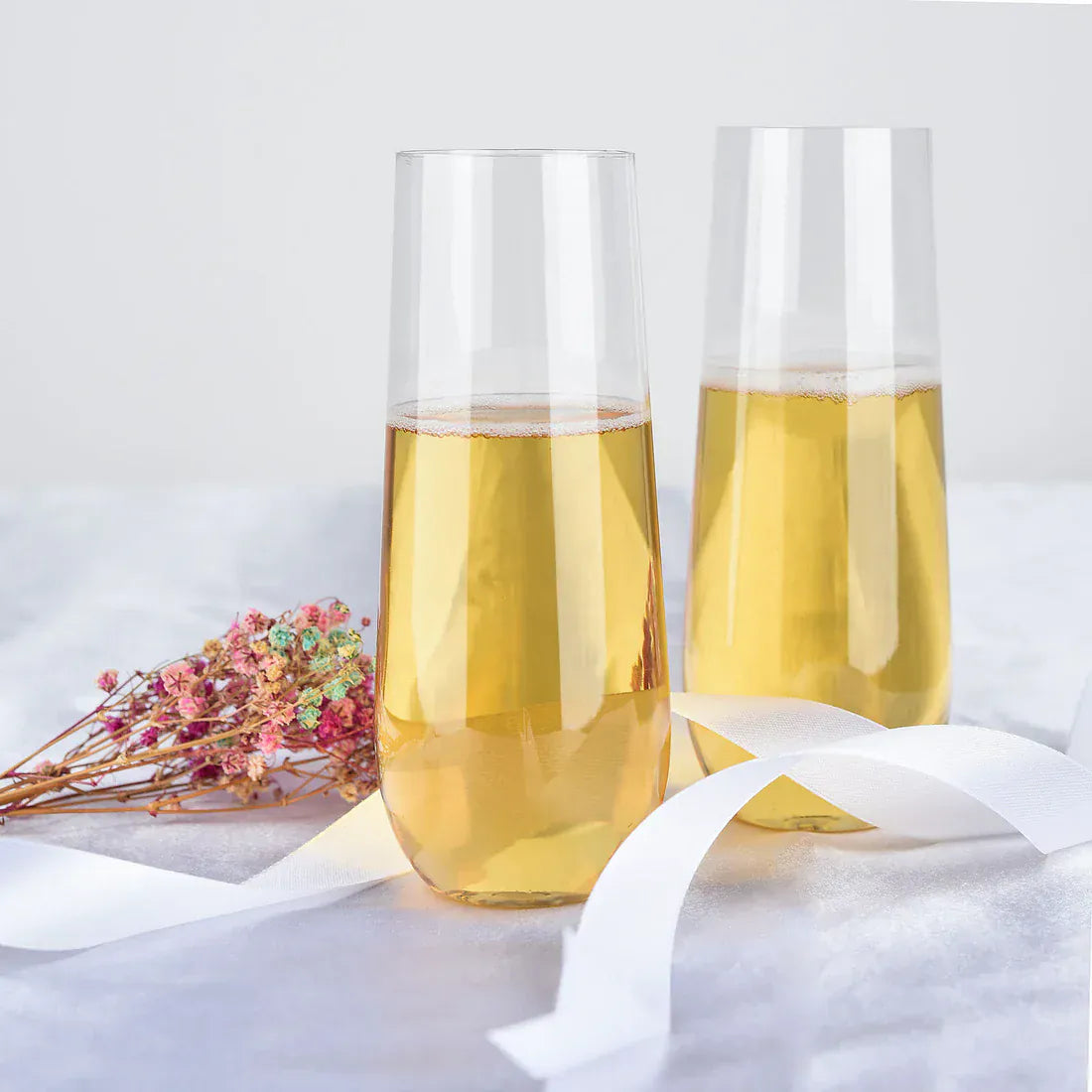 12 pcs 9 oz Stemless Plastic Champagne Flutes - Disposable Glasses