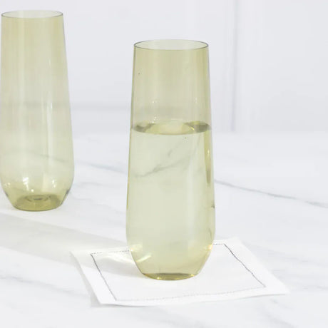 12 pcs 9 oz Stemless Plastic Champagne Flutes - Disposable Glasses