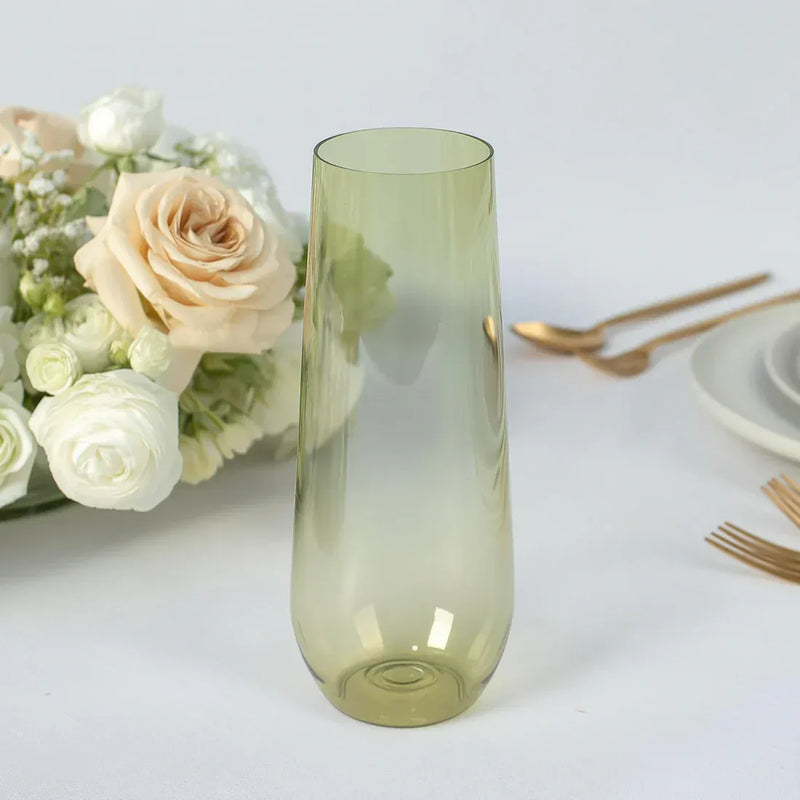 12 pcs 9 oz Stemless Plastic Champagne Flutes - Disposable Glasses