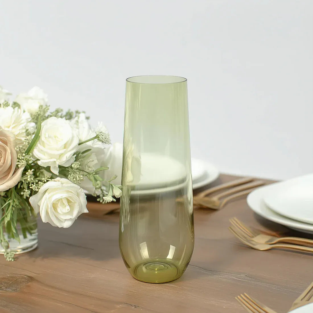 12 pcs 9 oz Stemless Plastic Champagne Flutes - Disposable Glasses