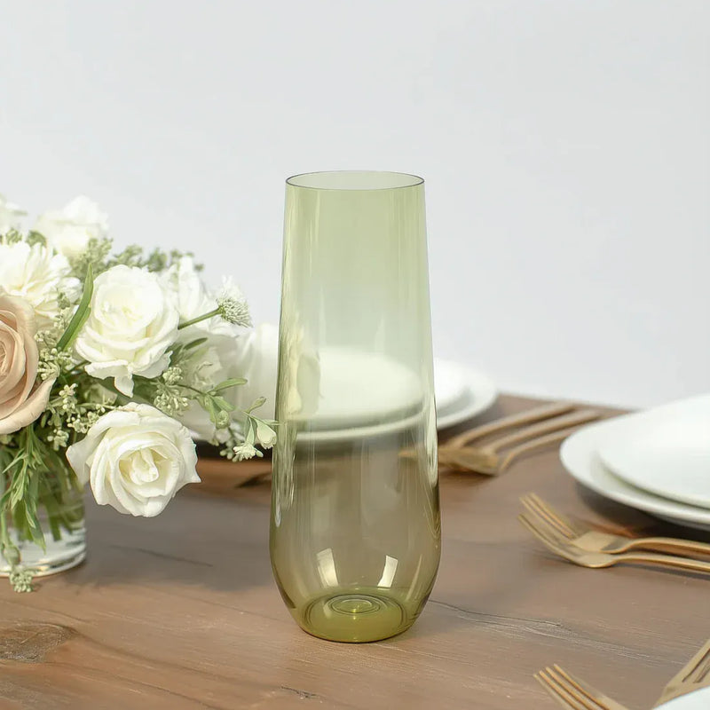 12 pcs 9 oz Stemless Plastic Champagne Flutes - Disposable Glasses