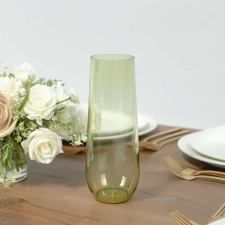 12 pcs 9 oz Stemless Plastic Champagne Flutes - Disposable Glasses