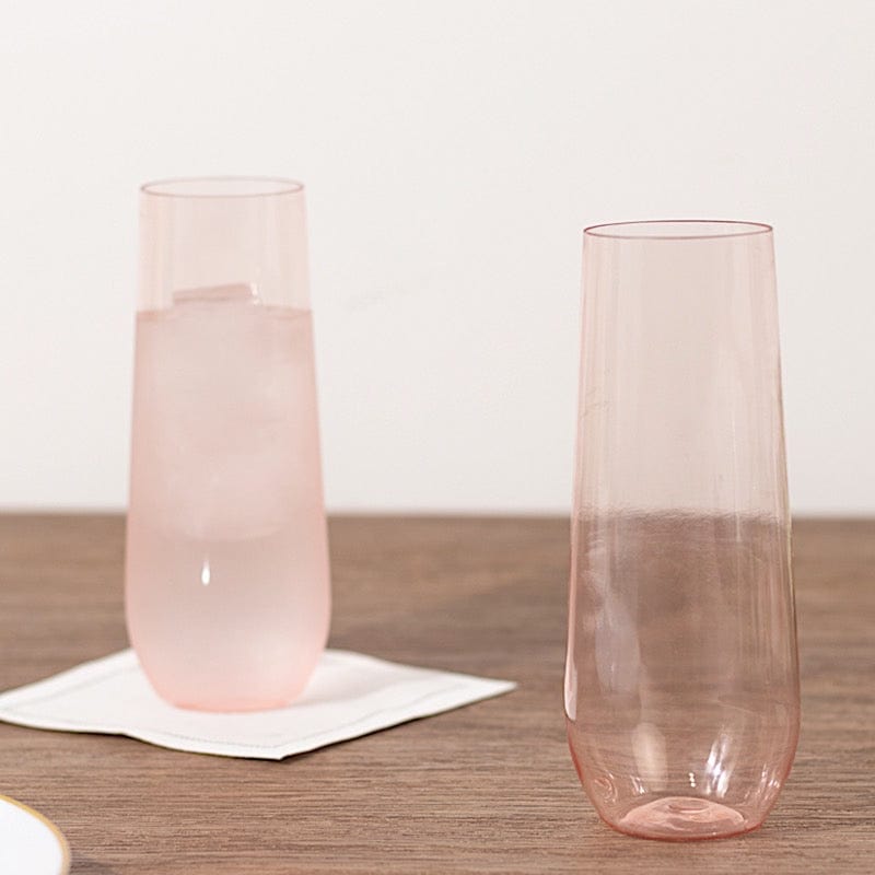 12 pcs 9 oz Stemless Plastic Champagne Flutes - Disposable Glasses DSP_CUCP003_9_T046