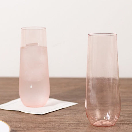 12 pcs 9 oz Stemless Plastic Champagne Flutes - Disposable Glasses DSP_CUCP003_9_T046