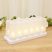 12 pcs Rechargeable Tea Light Candles with Frosted Shades - White LED_CAND_TL001_RC_WHT_PK12