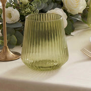 12 Plastic 12 oz Stemless Wine Glasses with Ribbed Design
