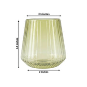 12 Plastic 12 oz Stemless Wine Glasses with Ribbed Design