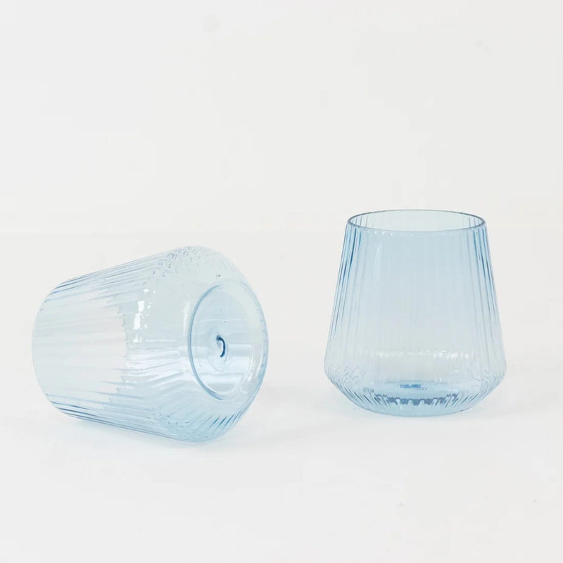 12 Plastic 12 oz Stemless Wine Glasses with Ribbed Design