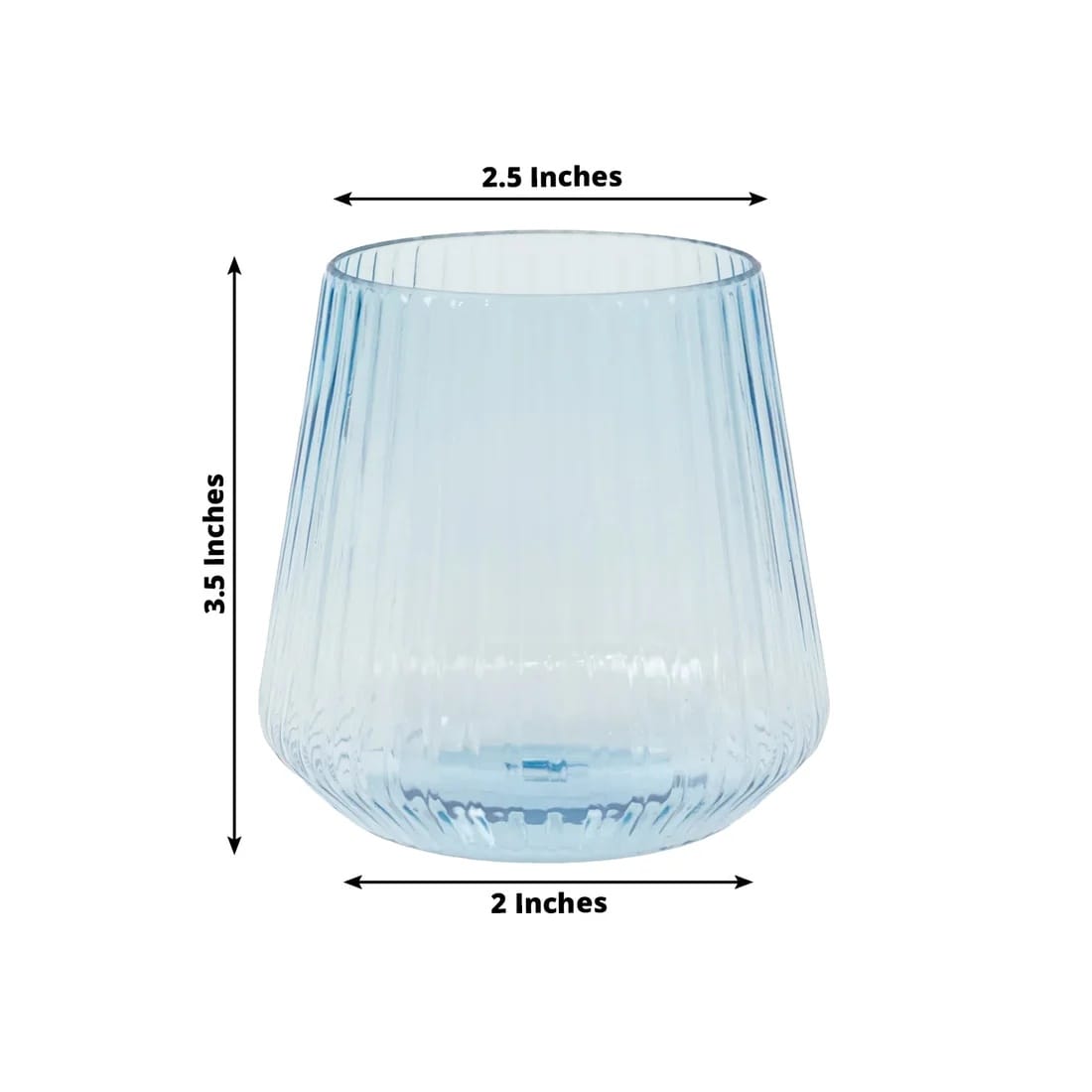 12 Plastic 12 oz Stemless Wine Glasses with Ribbed Design