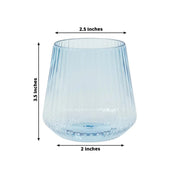 12 Plastic 12 oz Stemless Wine Glasses with Ribbed Design