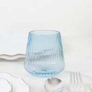 12 Plastic 12 oz Stemless Wine Glasses with Ribbed Design