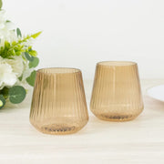 12 Plastic 12 oz Stemless Wine Glasses with Ribbed Design