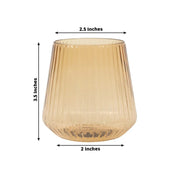 12 Plastic 12 oz Stemless Wine Glasses with Ribbed Design