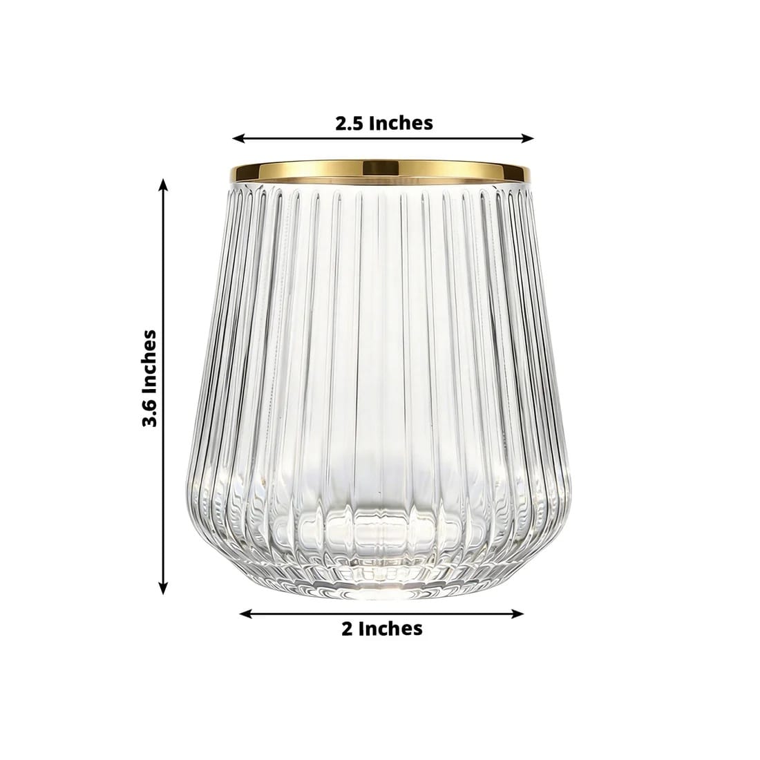 12 Plastic 12 oz Stemless Wine Glasses with Ribbed Design
