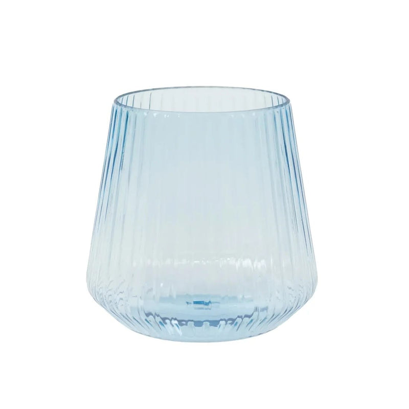 12 Plastic 12 oz Stemless Wine Glasses with Ribbed Design DSP_CUWN013_12_086