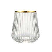 12 Plastic 12 oz Stemless Wine Glasses with Ribbed Design DSP_CUWN013_12_GOLD