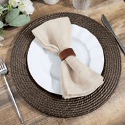12 Plastic 13" Rattan-Like Round Charger Plates - Brown CHRG_PLST0022_BRN_PK12