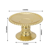12 Plastic 5" Mirror Finish Mini  Pedestal Cupcake Plates with Beaded Rim - Gold DSP_DST_PL002_5_GOLD