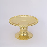 12 Plastic 5" Mirror Finish Mini  Pedestal Cupcake Plates with Beaded Rim - Gold DSP_DST_PL002_5_GOLD