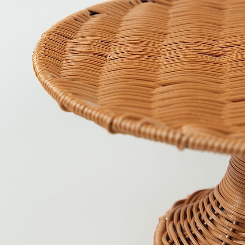 12" Plastic Rattan Wicker Pedestal Cake Stand - Natural CAKE_STND_WAV01_12_NAT