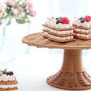 12" Plastic Rattan Wicker Pedestal Cake Stand - Natural CAKE_STND_WAV01_12_NAT