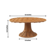 12" Plastic Rattan Wicker Pedestal Cake Stand - Natural CAKE_STND_WAV01_12_NAT