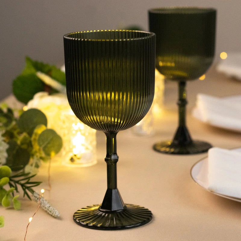12 Plastic Wine Glasses Vintage Ribbed Pattern