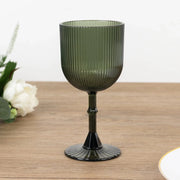 12 Plastic Wine Glasses Vintage Ribbed Pattern