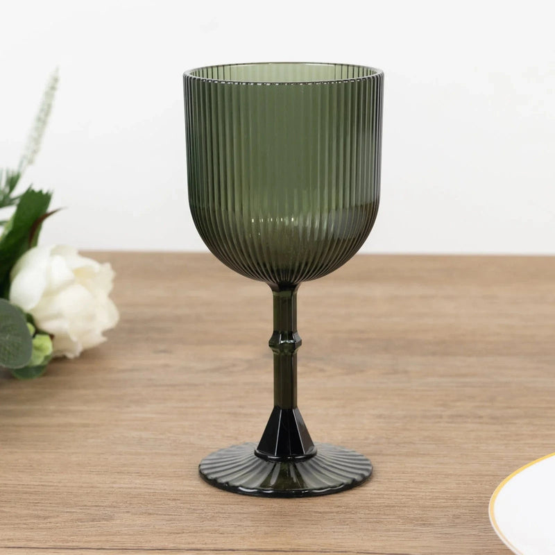 12 Plastic Wine Glasses Vintage Ribbed Pattern