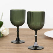 12 Plastic Wine Glasses Vintage Ribbed Pattern