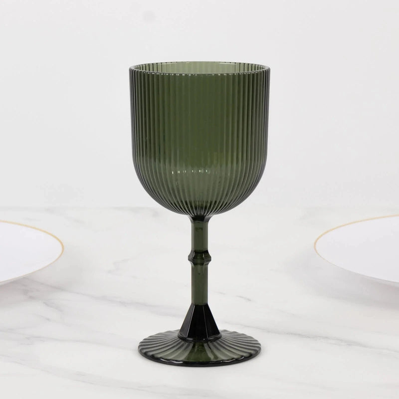 12 Plastic Wine Glasses Vintage Ribbed Pattern