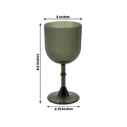 12 Plastic Wine Glasses Vintage Ribbed Pattern