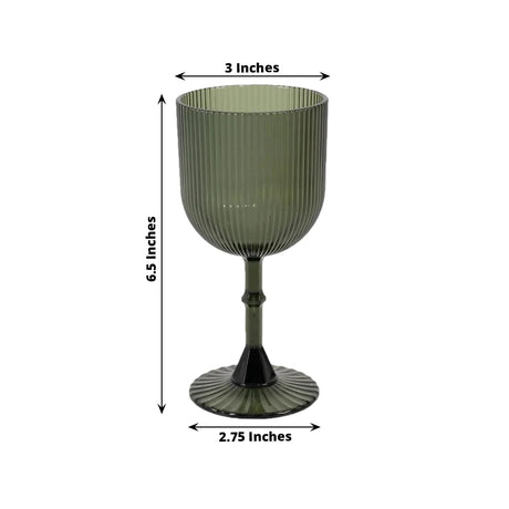 12 Plastic Wine Glasses Vintage Ribbed Pattern