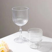 12 Plastic Wine Glasses Vintage Ribbed Pattern